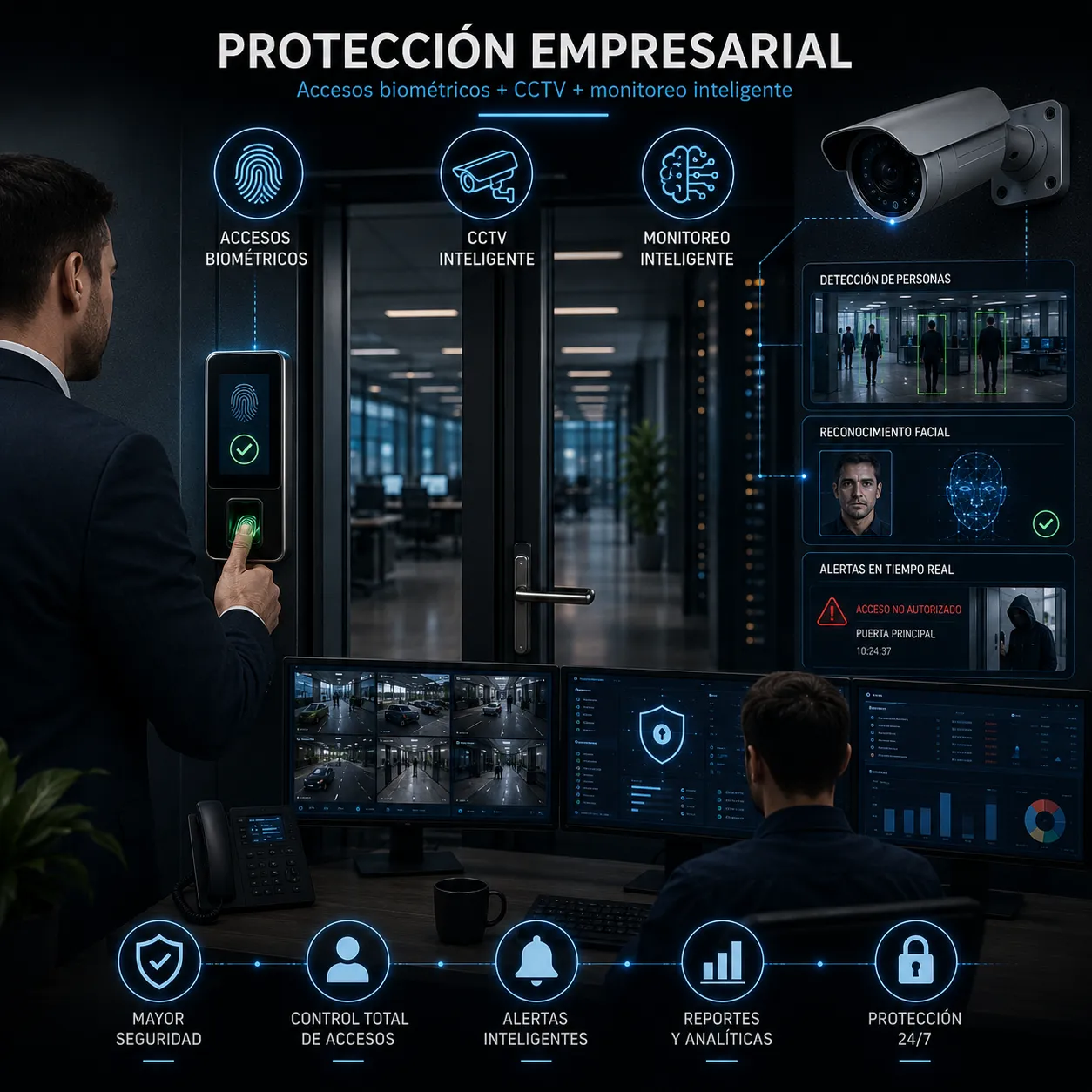 Control de acceso biométrico y CCTV
